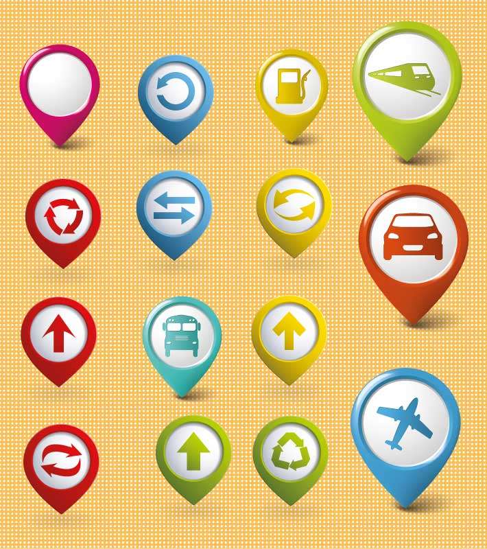 立体个性的导航app交通图标大全AI素材