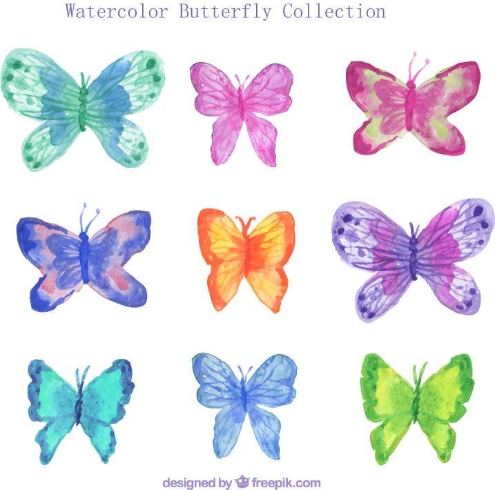 精美的水彩画蝴蝶图标素材AI下载