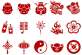 红色中国风喜庆节日剪纸图标AI素材
