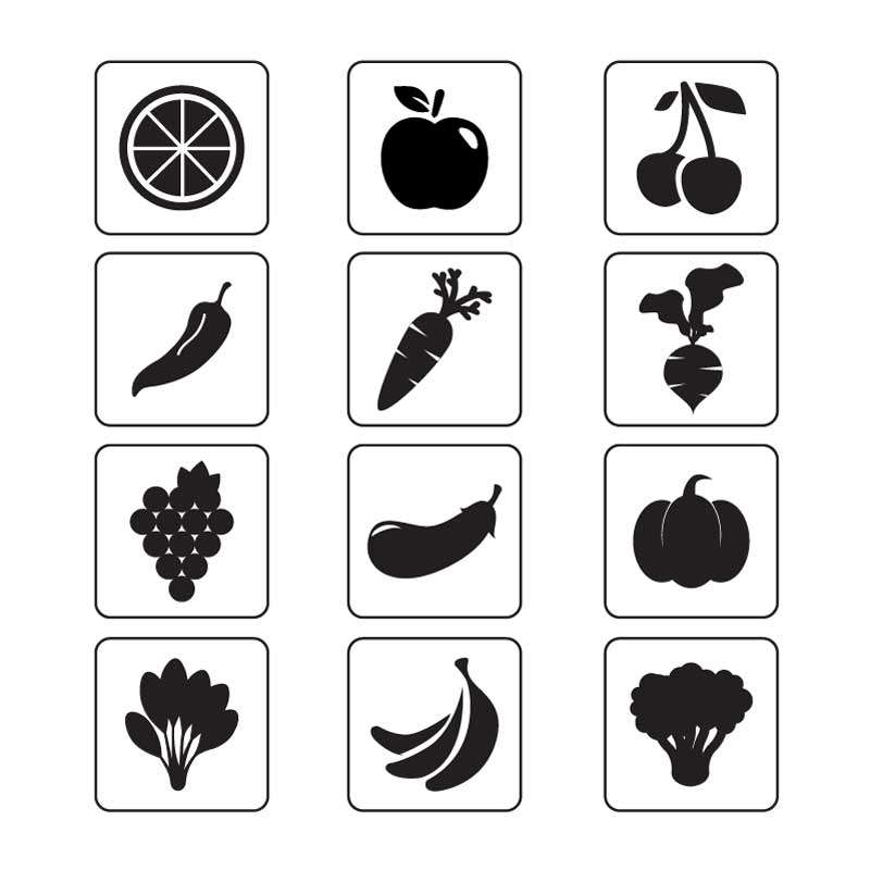 黑色简单的水果蔬菜图标大全AI素材下载