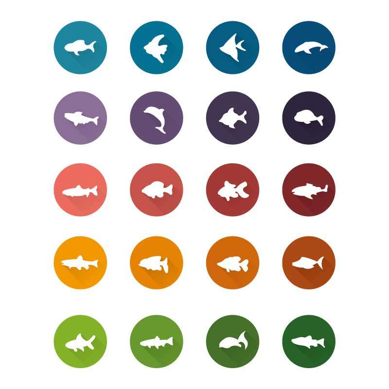 简约的鱼类海洋生物图标大全AI素材下载