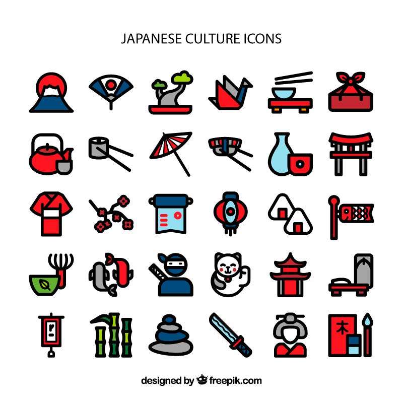 卡通的日本文化图标大全AI素材