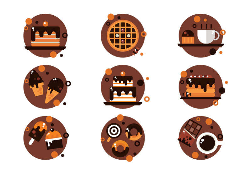 精美巧克力甜点蛋糕食品图标素材下载