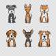 六种可爱卡通的免抠小狗图标素材
