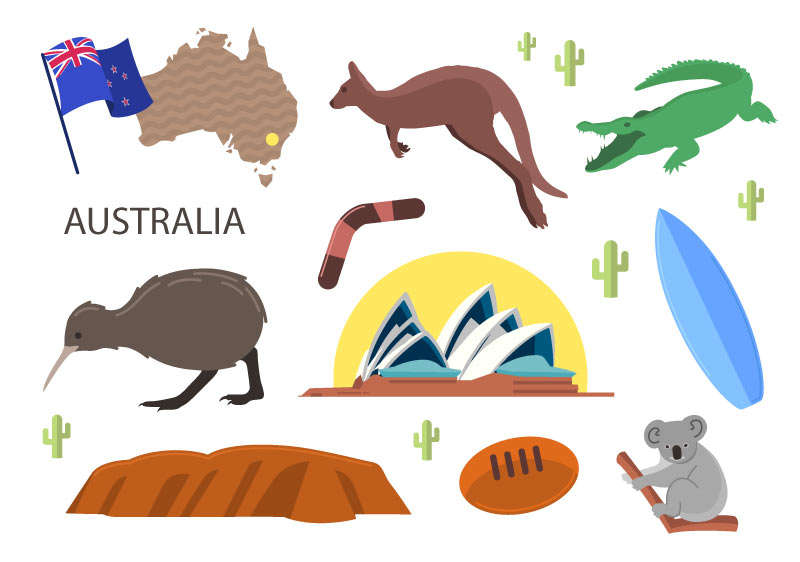 一组精美澳大利亚旅游图标素材下载