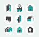 9款创意房屋贴纸图标素材下载