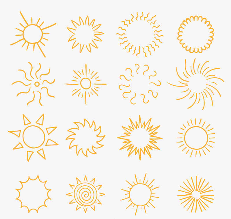 抽象风格的线性太阳图标大全AI素材