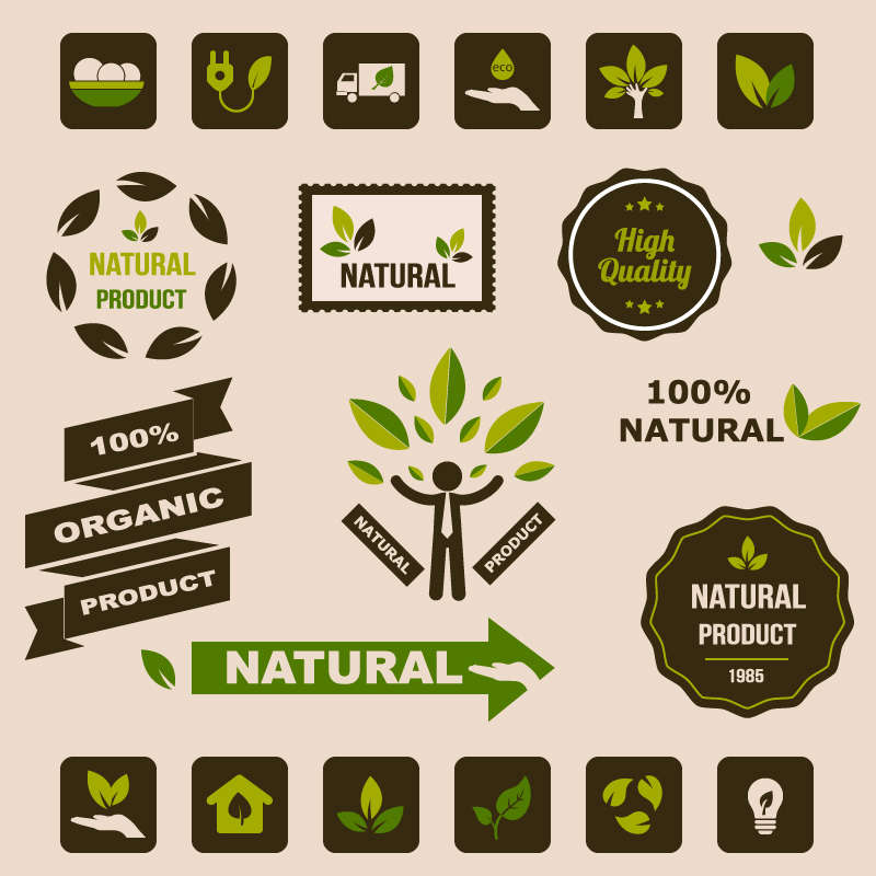 绿色自然的节能环保图标集素材