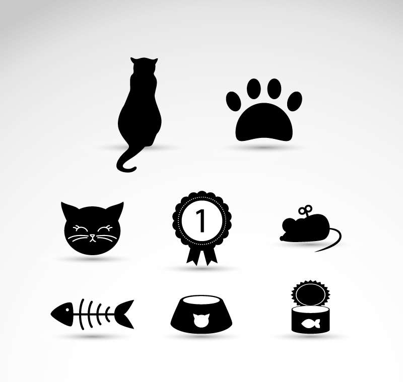 黑色宠物猫图标素材