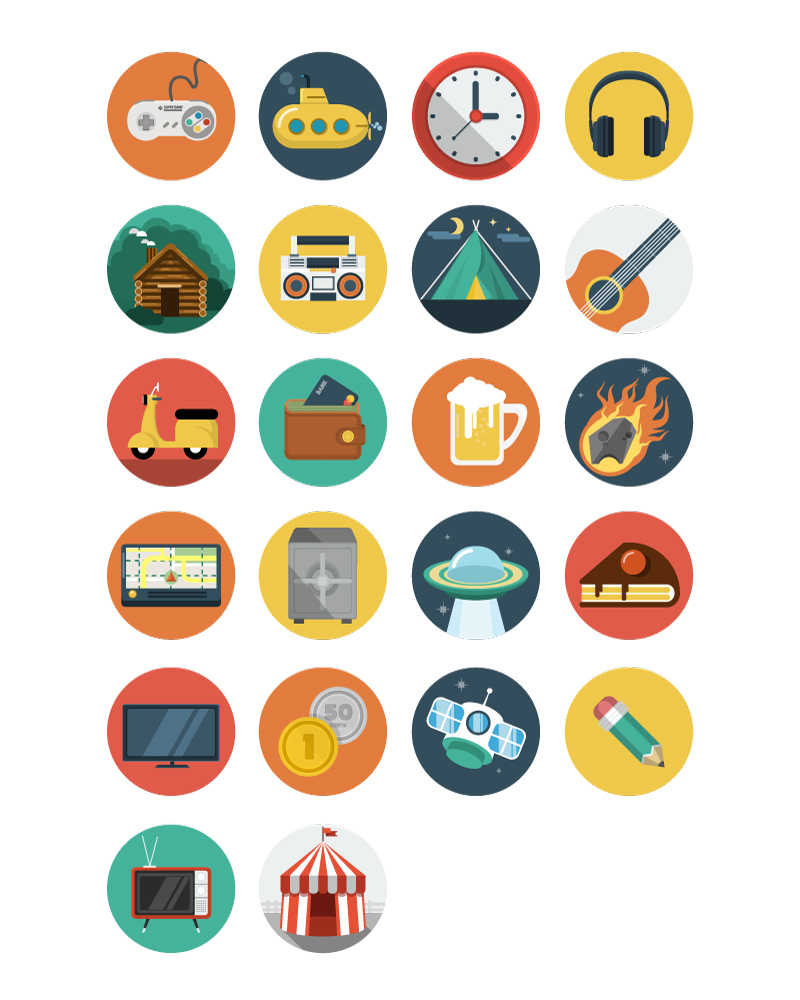 圆形生活娱乐图标大全ai素材