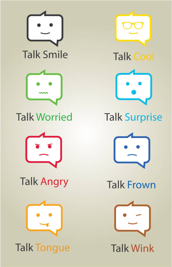 可爱的脸谱表情对话框图标素材