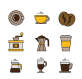 9种创意的咖啡店图标集AI素材