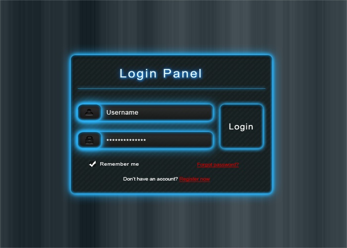 發(fā)光金屬質(zhì)感的ui登錄界面設(shè)計_PSD面板發(fā)光登錄界面設(shè)計