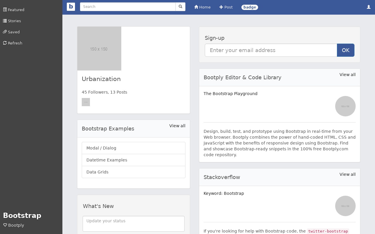仿Facebook風(fēng)格后臺(tái)管理主頁面模板