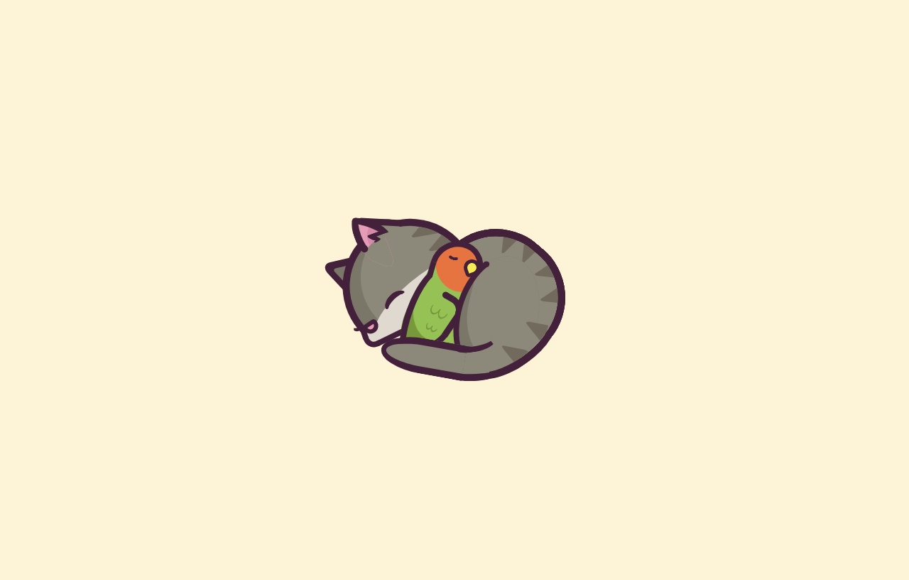 卡通猫和鹦鹉图形特效