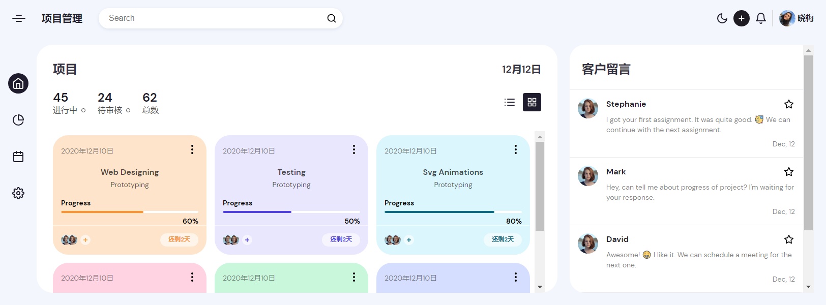 簡單的項目計劃管理ui布局模板