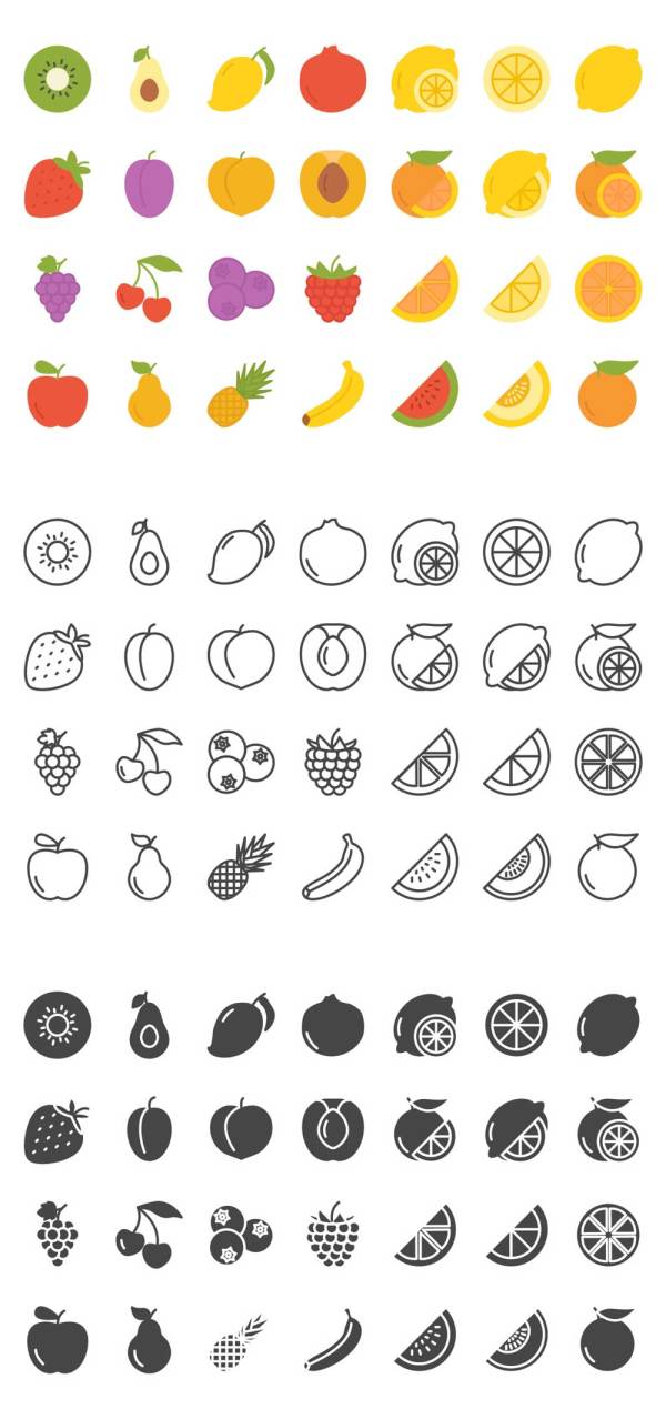 各种各样的水果图标集素材