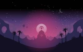 卡通的宫殿星空夜景ui特效