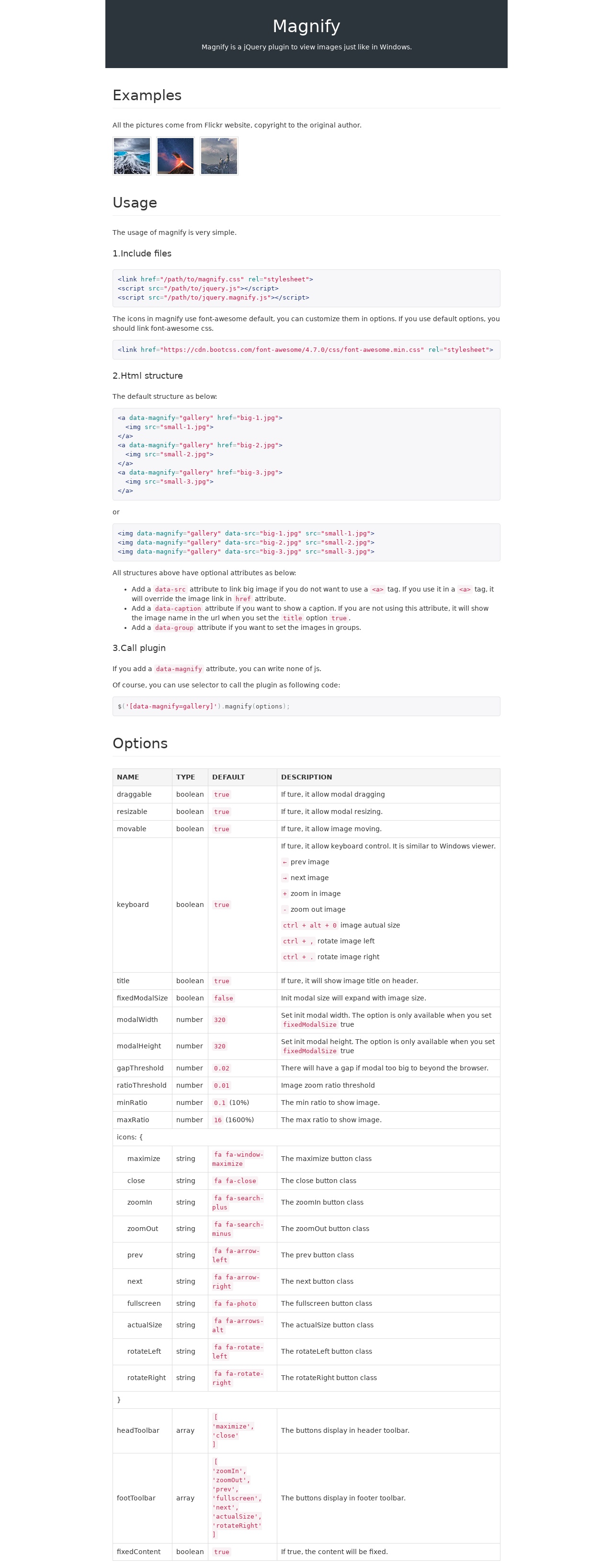 jquery magnify圖片放大查看器插件