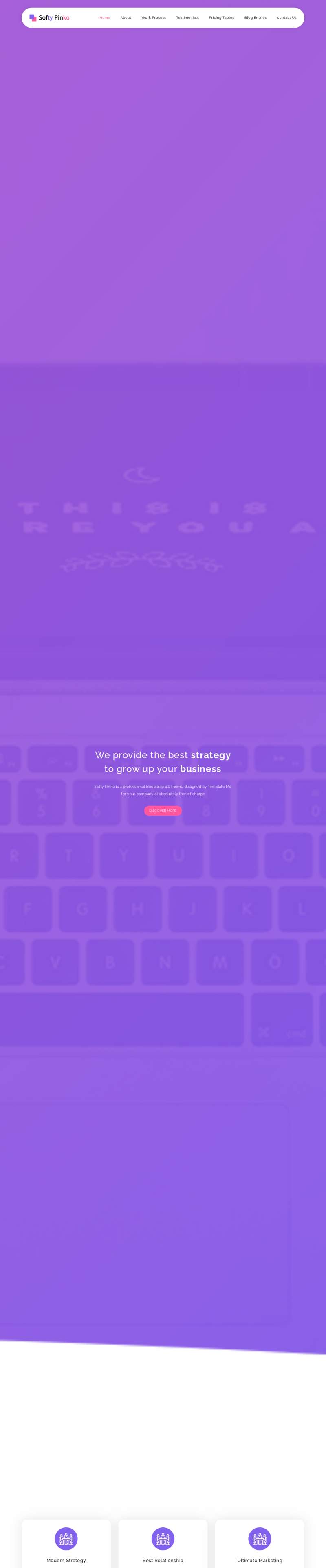 紫色的商业合作服务单页模板