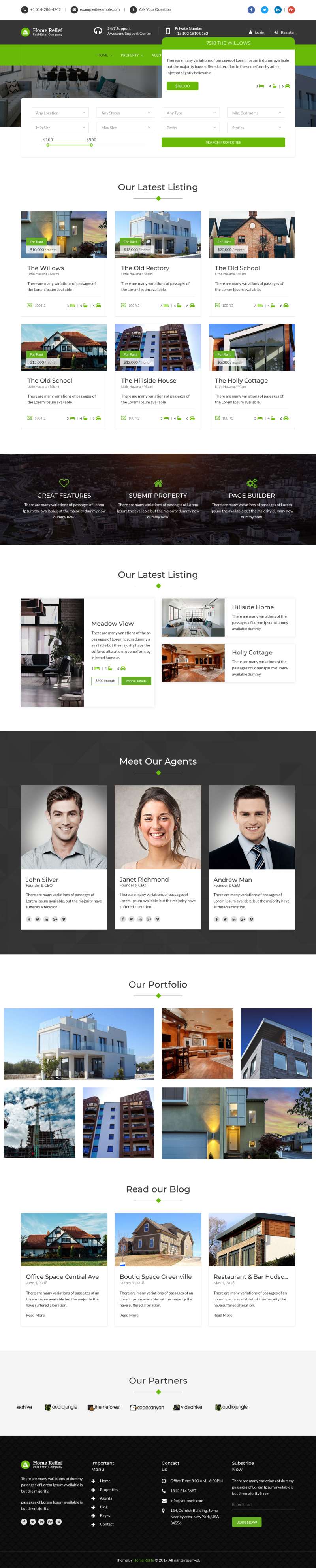 绿色Bootstrap响应式房产中介网站模板