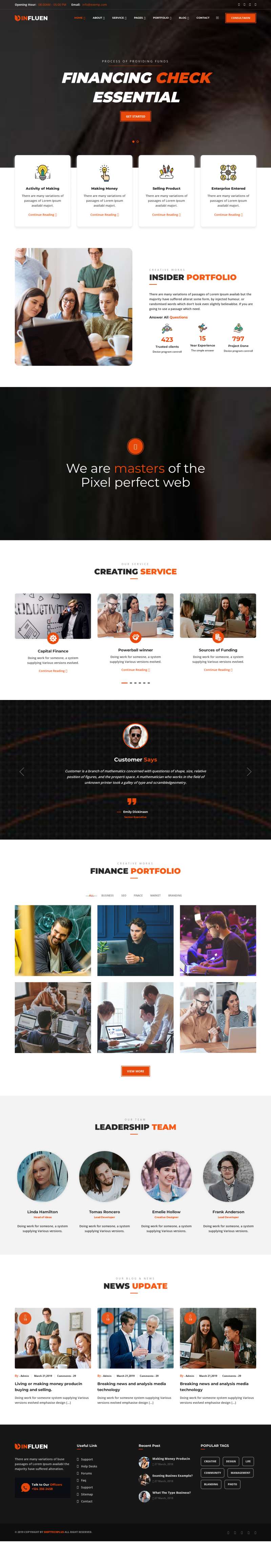 橙色的金融业务公司网站HTML5模板