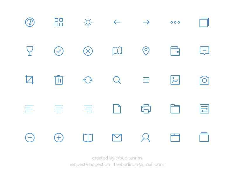 35 枚简洁纯色的线条简笔画图标psd素材下载