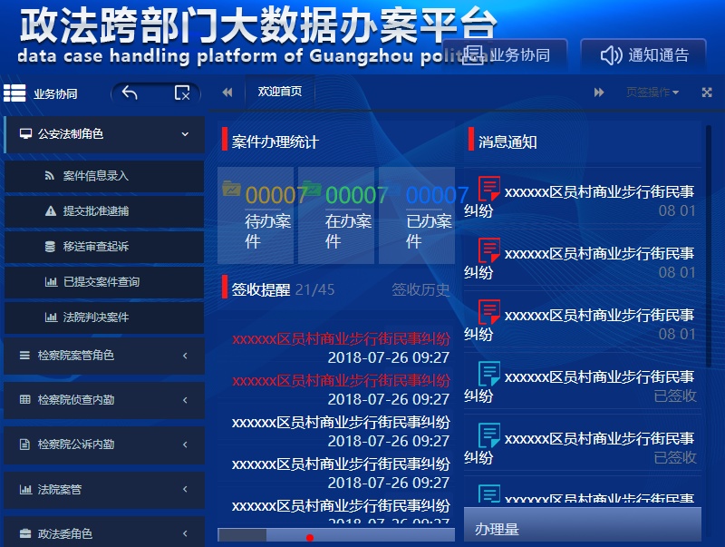 政法跨部門數(shù)據(jù)辦公平臺頁面模板