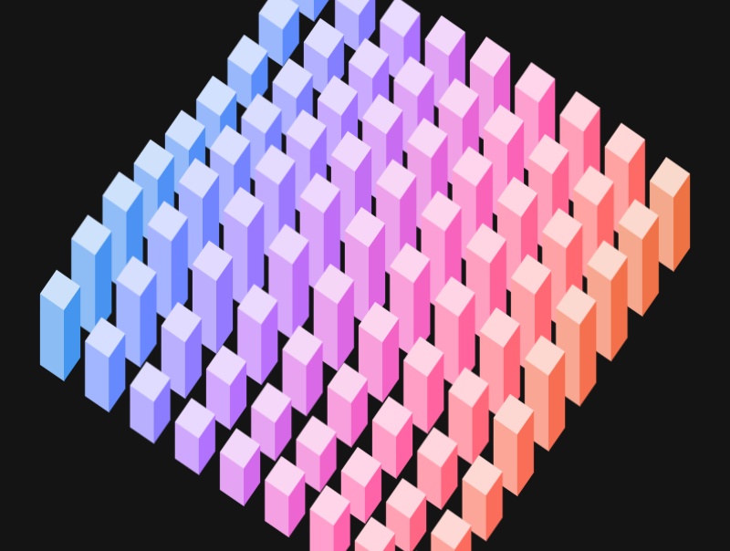 html5 canvas方块柱形图3D波浪动画特效