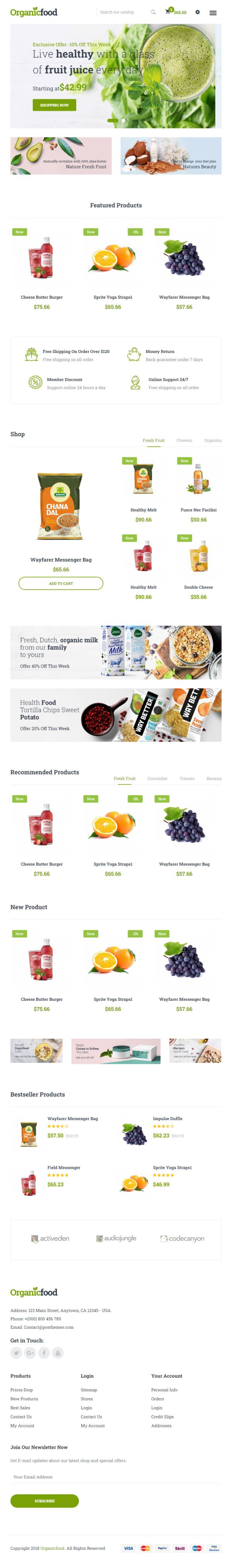绿色的食品蔬菜水果外卖预订网站bootstrap模板