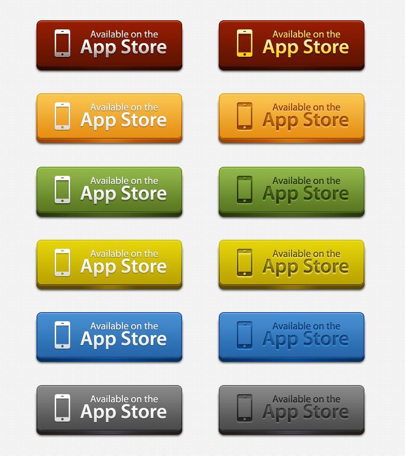 手機(jī)app store按鈕_立體質(zhì)感的app下載按鈕psd素材