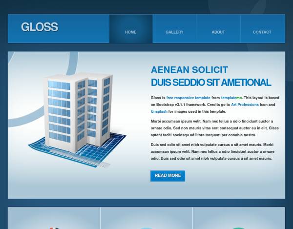 蓝色的建筑装修企业展示单页模板下载