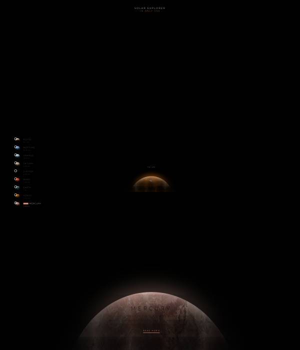 css3太阳系9大行星介绍页面动画