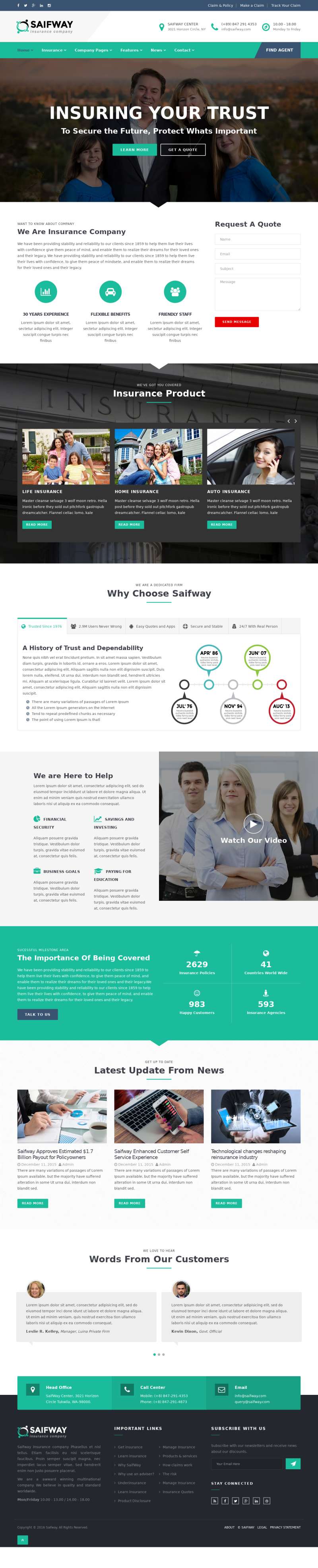 绿色的家庭保险业务公司网站html模板