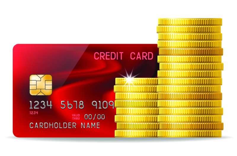 红色的信用卡模板设计和金币素材AI矢量素材下载